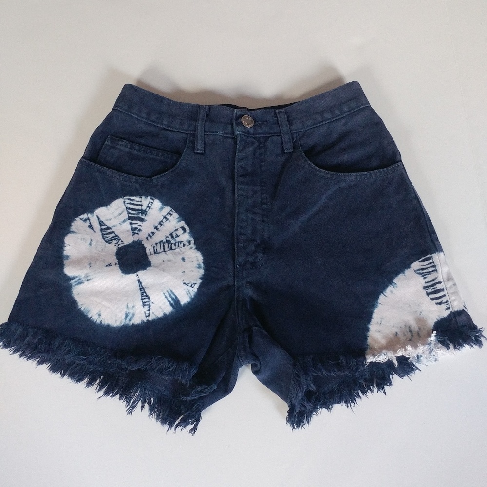 Vintage Guess Tie Dye Jean Shorts Boho 24" Waist